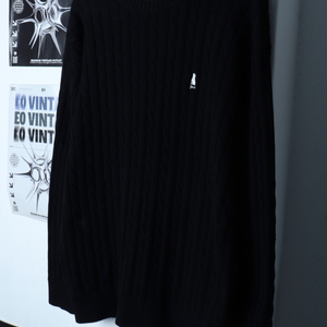 (L) 예일 니트 케이블 꽈배기 블랙 올드스쿨