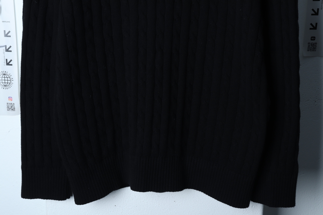 (L) 예일 니트 케이블 꽈배기 블랙 올드스쿨--3