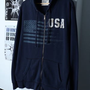 (L-XL) 올드네이비 후드집업 성조기 네이비 Y2K