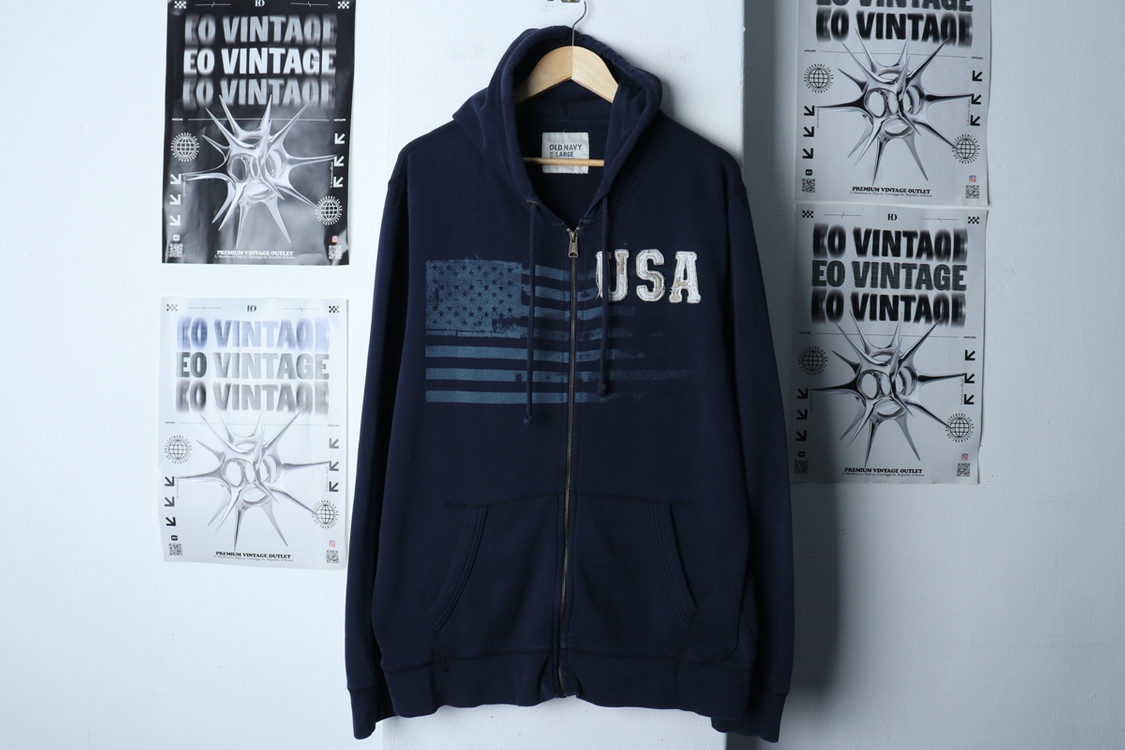 (L-XL) 올드네이비 후드집업 성조기 네이비 Y2K--1