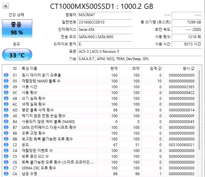 마이크론 MX500 1테라(SATA SSD) + 외장 케이스 파우치--1