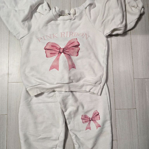 peach peach 핑크 리본 상하복 세트 100사이즈:이사준비 (마지막가격)