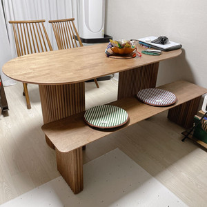 원목 템바보드 라운드 식탁