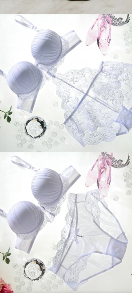 화이트 웨딩 브래지어 75B 레이스 팬티 90S 2종 세트 이미지