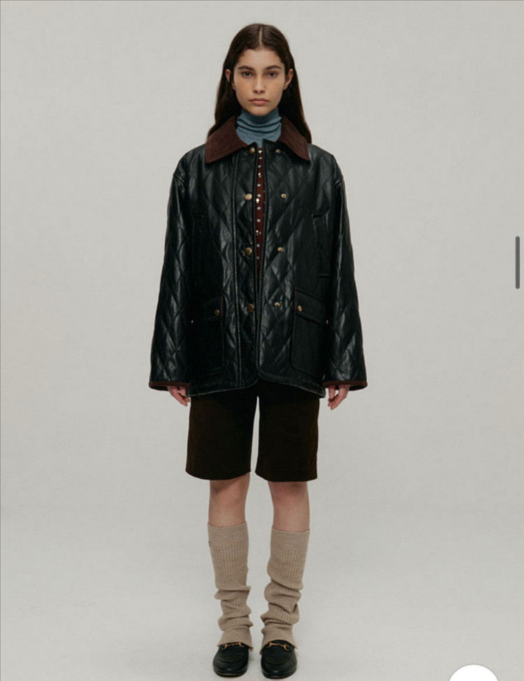 차정원 패딩 앳코너 페이크 레더 퀼팅 캐주얼 자켓 a.t.corner 이미지