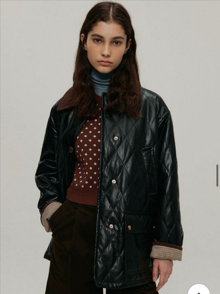 차정원 패딩 앳코너 페이크 레더 퀼팅 캐주얼 자켓 a.t.corner 이미지