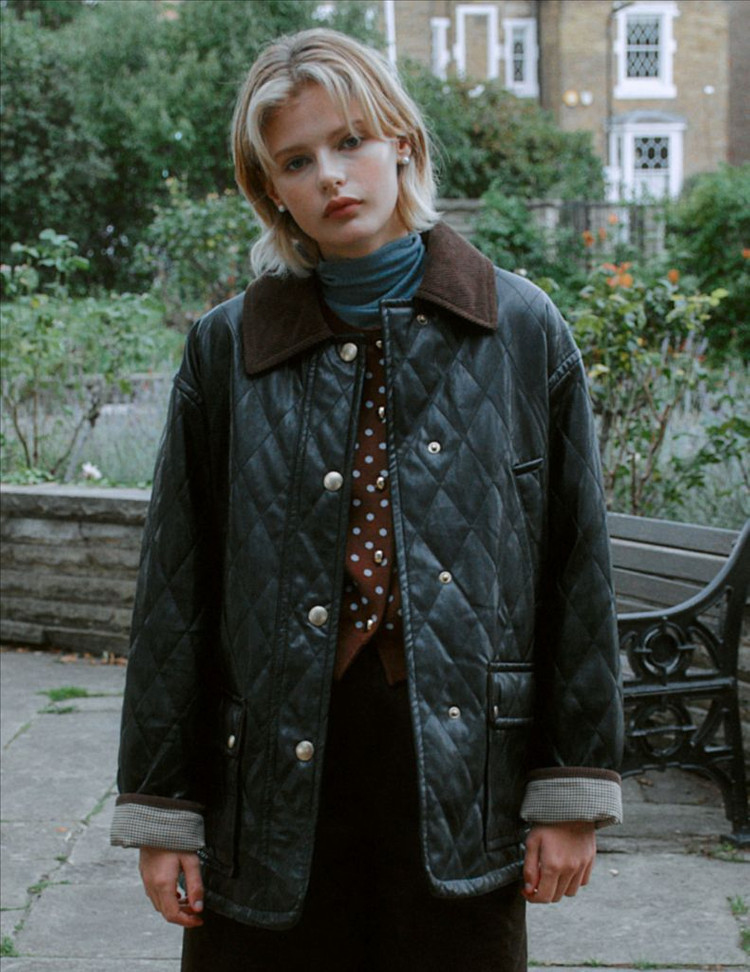 차정원 패딩 앳코너 페이크 레더 퀼팅 캐주얼 자켓 a.t.corner 이미지