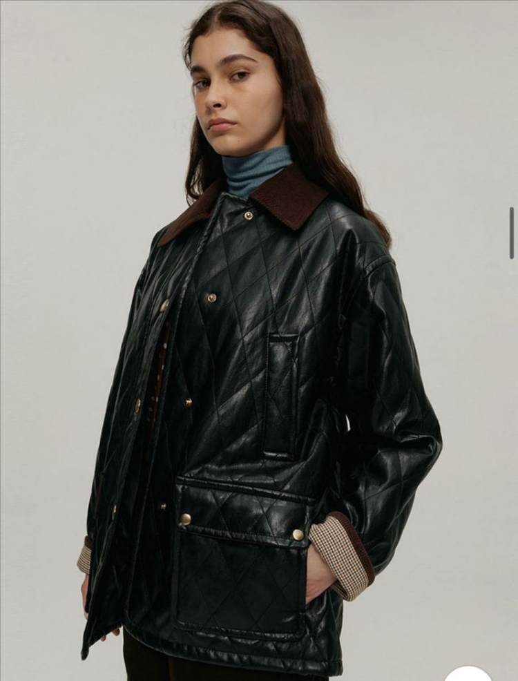 차정원 패딩 앳코너 페이크 레더 퀼팅 캐주얼 자켓 a.t.corner 이미지