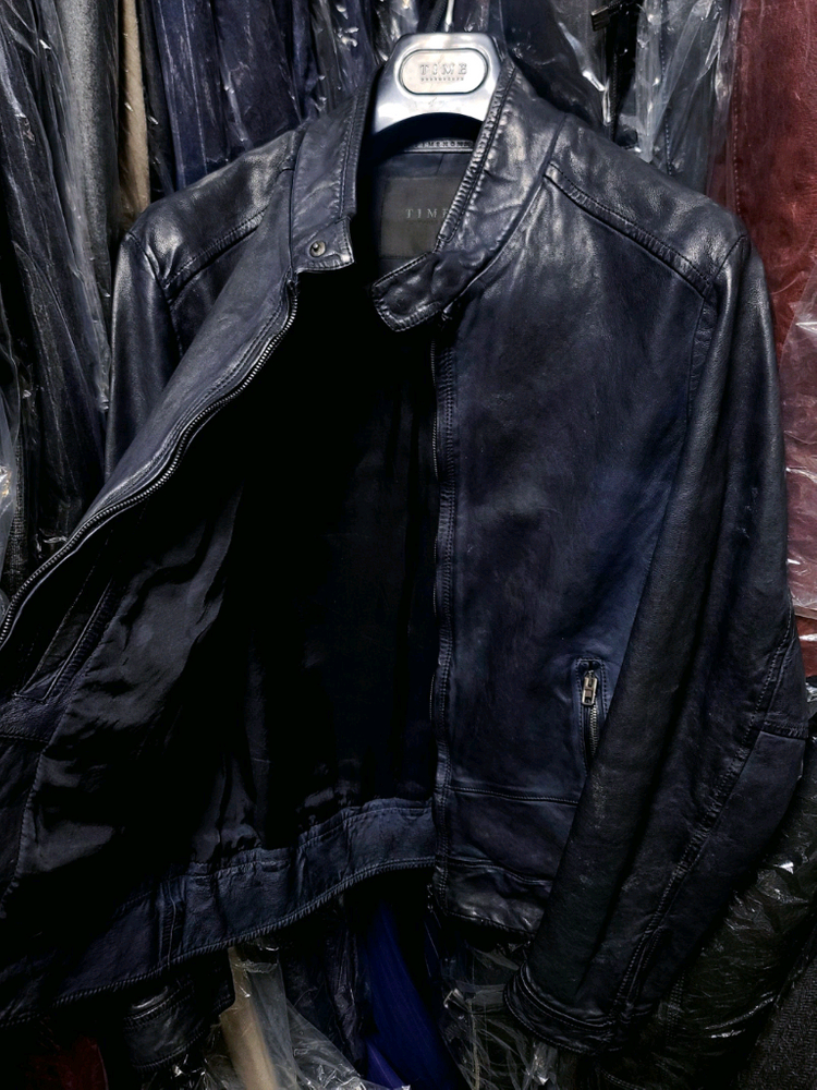 타임옴므 / TIME HOMME 이태리 양가죽 네이비 블루종 자켓 / 100--2