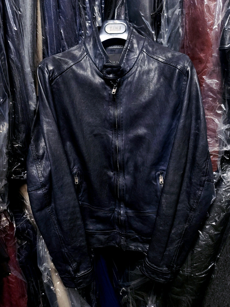 타임옴므 / TIME HOMME 이태리 양가죽 네이비 블루종 자켓 / 100--9