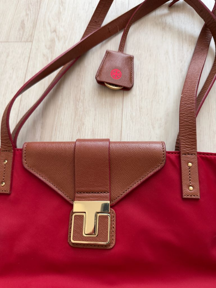 Tory Burch 토리버치 토트백 레드 숄더백 쇼퍼 보부상 가방 레더 트림38x42x14cm토리버치 레드 토트백입 이미지