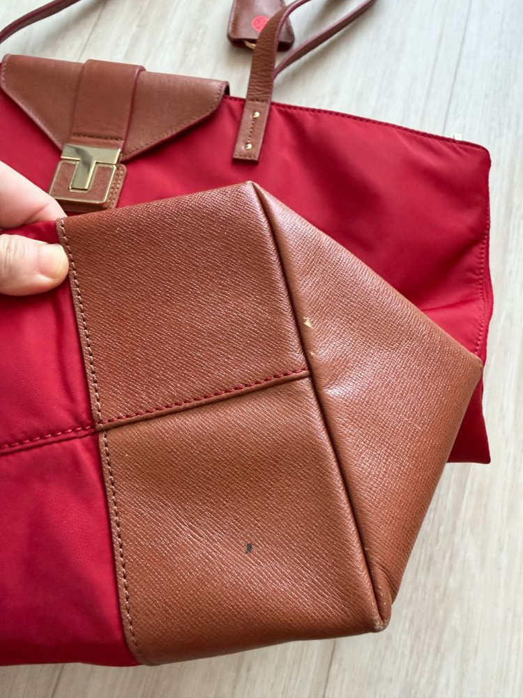 Tory Burch 토리버치 토트백 레드 숄더백 쇼퍼 보부상 가방 레더 트림38x42x14cm토리버치 레드 토트백입 이미지