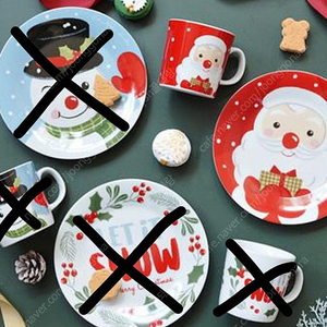 모던하우스 크리스마스 접시 컵 전자렌지 도자기컵 식기 #완전새거# 이미지
