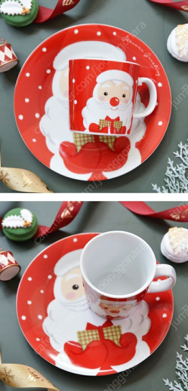 모던하우스 크리스마스 접시 컵 전자렌지 도자기컵 식기 #완전새거# 이미지