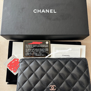 샤넬 캐비어 레더 장지갑