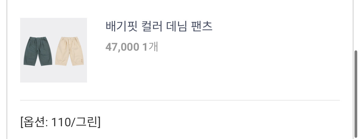 아프리콧 스튜디오 배기킷 컬러데님팬츠 110--3