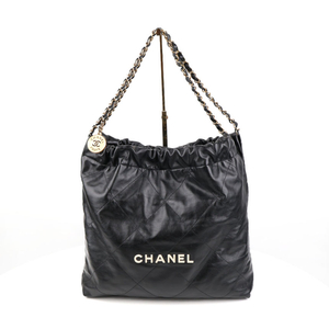 [중고명품다올] 샤넬 22백 미듐 숄더백 블랙 금장 카프스킨 AS3260