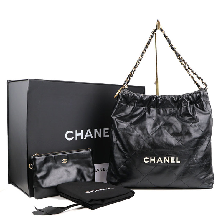 [중고명품다올] 샤넬 22백 미듐 숄더백 블랙 금장 카프스킨 AS3260--1