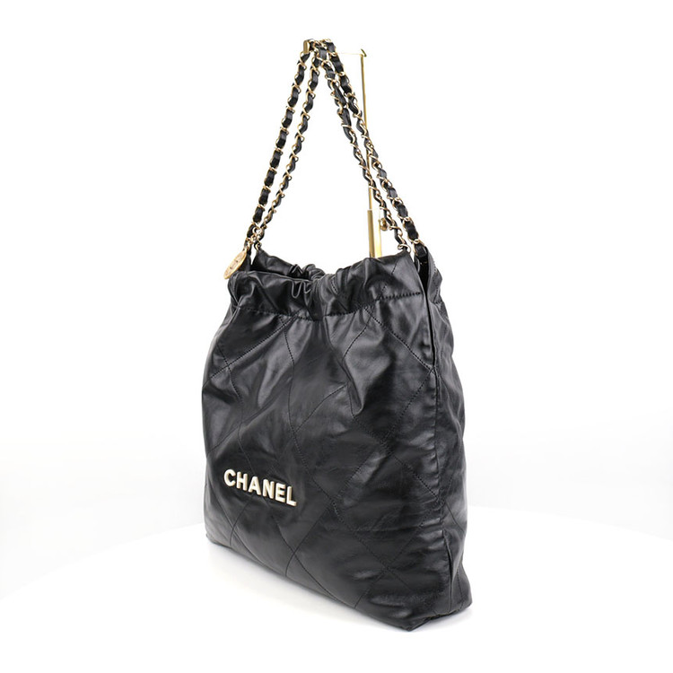 [중고명품다올] 샤넬 22백 미듐 숄더백 블랙 금장 카프스킨 AS3260--2