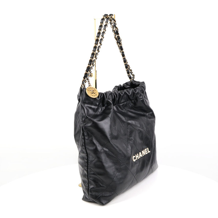 [중고명품다올] 샤넬 22백 미듐 숄더백 블랙 금장 카프스킨 AS3260--3