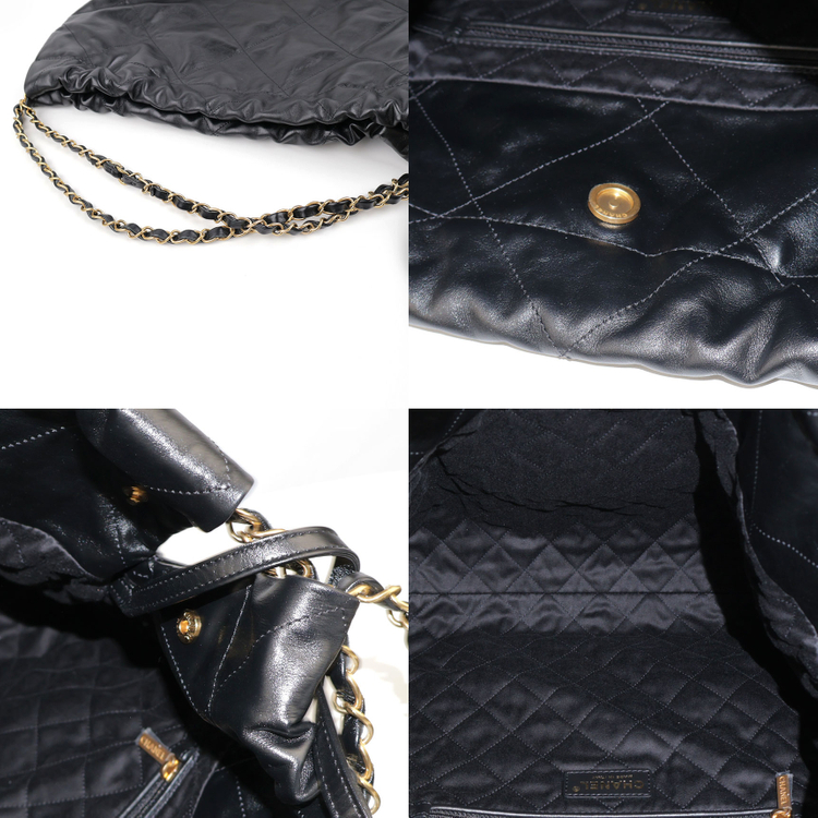 [중고명품다올] 샤넬 22백 미듐 숄더백 블랙 금장 카프스킨 AS3260--8