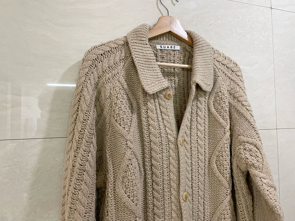 수아레 / 에어 울 아란 니트 가디건, 남성 가디건--2
