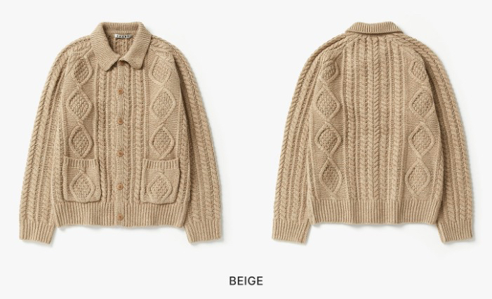 수아레 / 에어 울 아란 니트 가디건, 남성 가디건--8