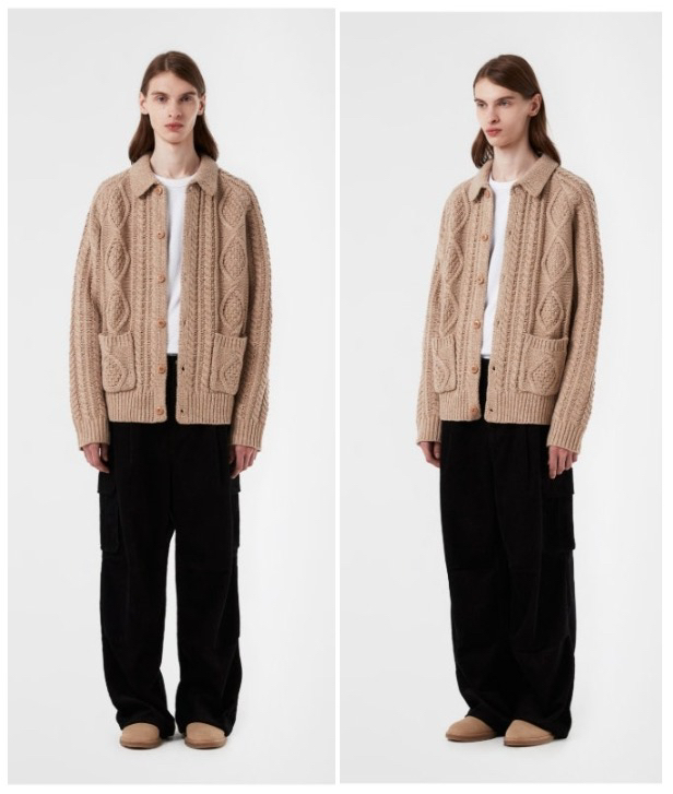 수아레 / 에어 울 아란 니트 가디건, 남성 가디건--0