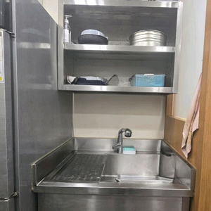 업소용 스텐 씽크대 전면 문짝 + 2단 벽선반 + 나비엔 전기온수기 30L