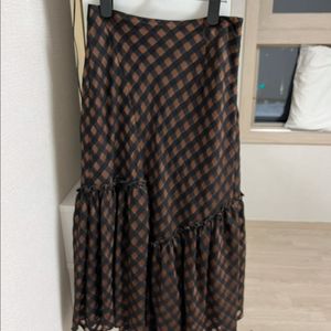 타임(TIME) 체크 프릴 플레어 롱스커트 이미지