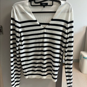 띠어리 브이넥 스트라이프 니트(P)