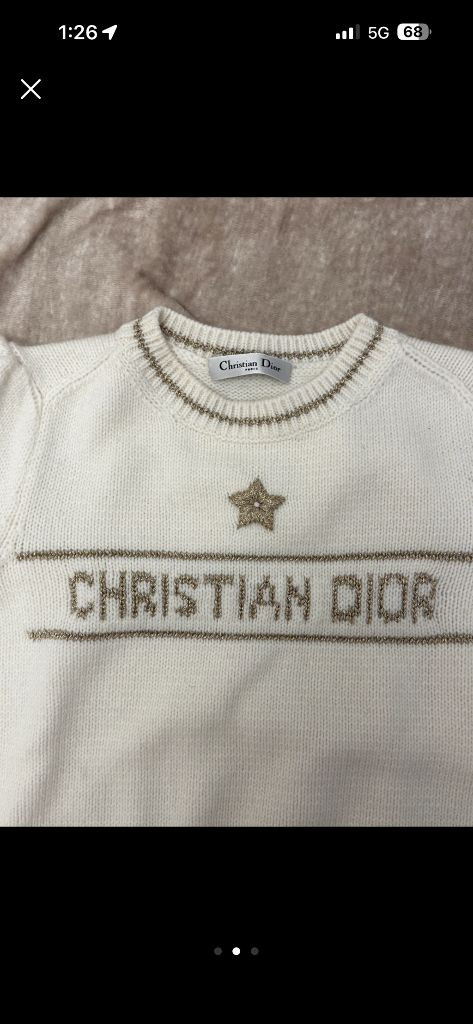 디올 아이보리 반팔 니트--1