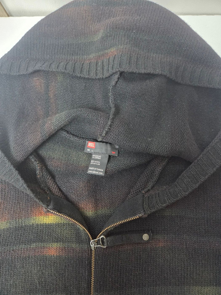 디젤 그라데이션 울혼방 니트 후드지업 블랙(L)--4