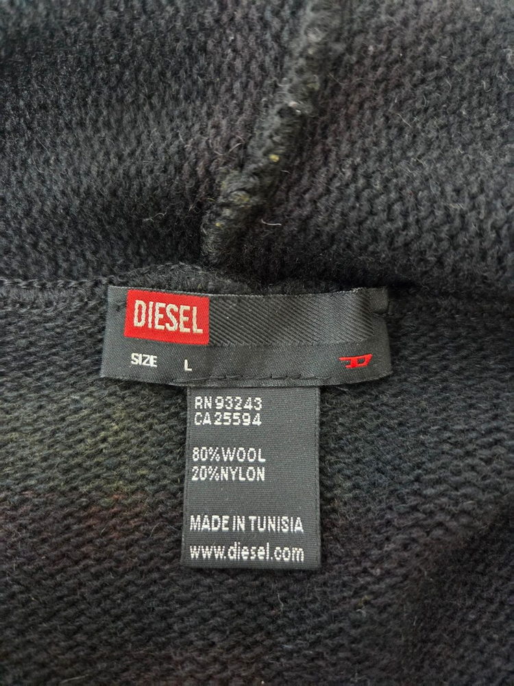 디젤 그라데이션 울혼방 니트 후드지업 블랙(L)--8