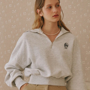 론론 하프집업 스웻셔츠 화이트 멜란지 free.