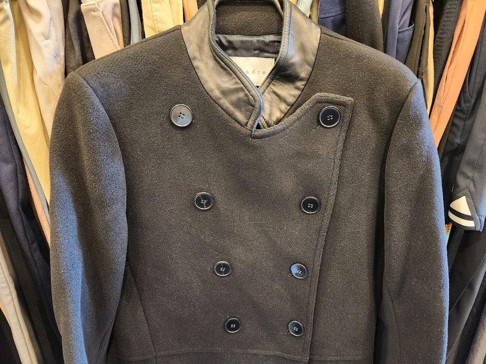 산드로 블랙 더블코트--1