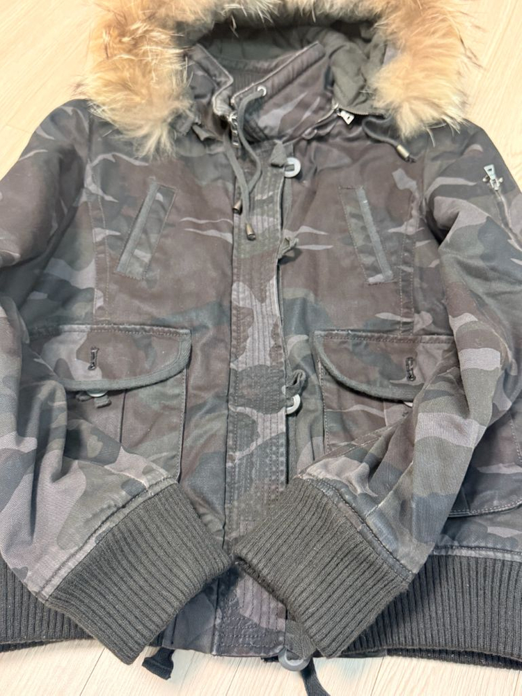 인터크루 퍼 후드 퀼팅 경량 밀리터리 점퍼 95 사이즈 이미지