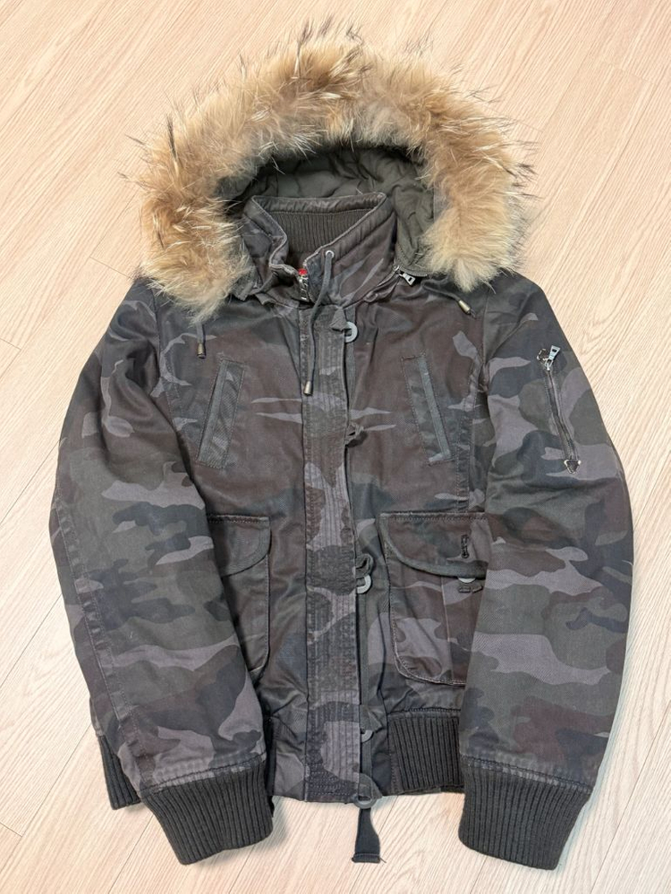 인터크루 퍼 후드 퀼팅 경량 밀리터리 점퍼 95 사이즈 이미지