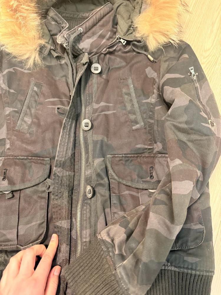 인터크루 퍼 후드 퀼팅 경량 밀리터리 점퍼 95 사이즈 이미지