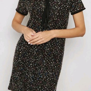 망고 블랙 트위드 리본 반팔 원피스 미니원피스 이미지