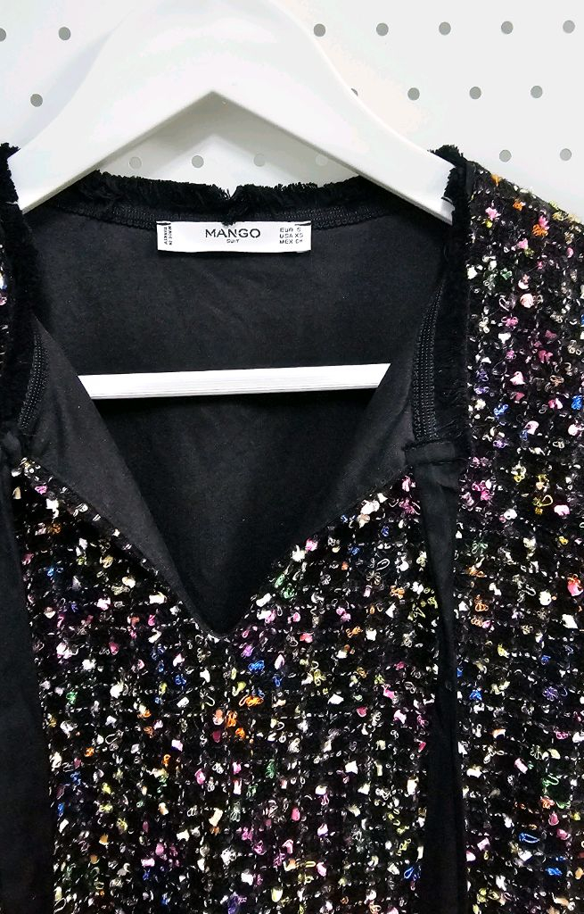 망고 블랙 트위드 리본 반팔 원피스 미니원피스 이미지