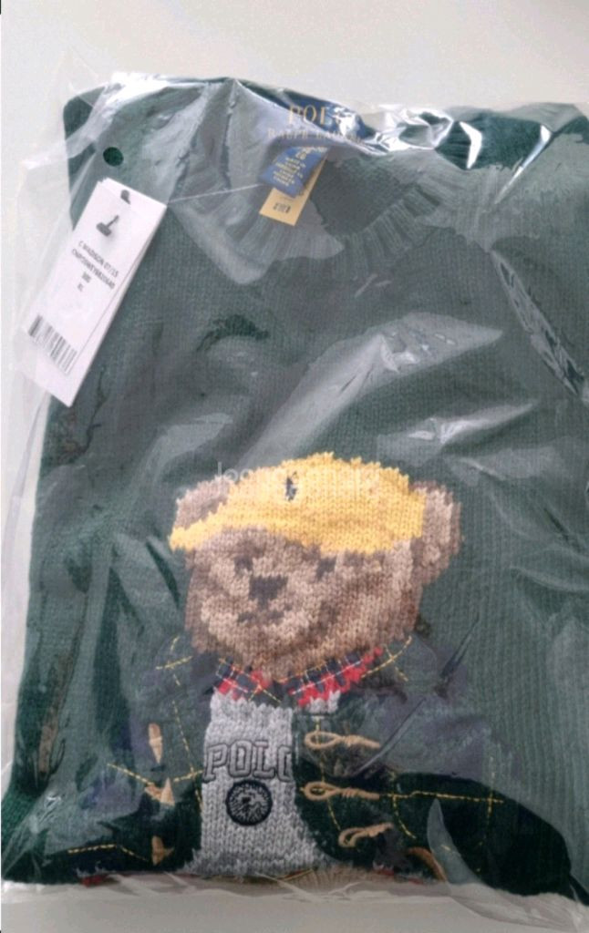 폴로 랄프로렌 키즈 보이즈라인 베어 스웨터 그린 XL 새상품 이미지