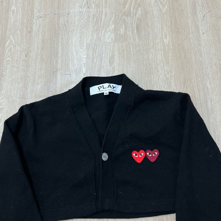 꼼데가르송 여성 더블하트 크롭 탑 가디건 M/95--1