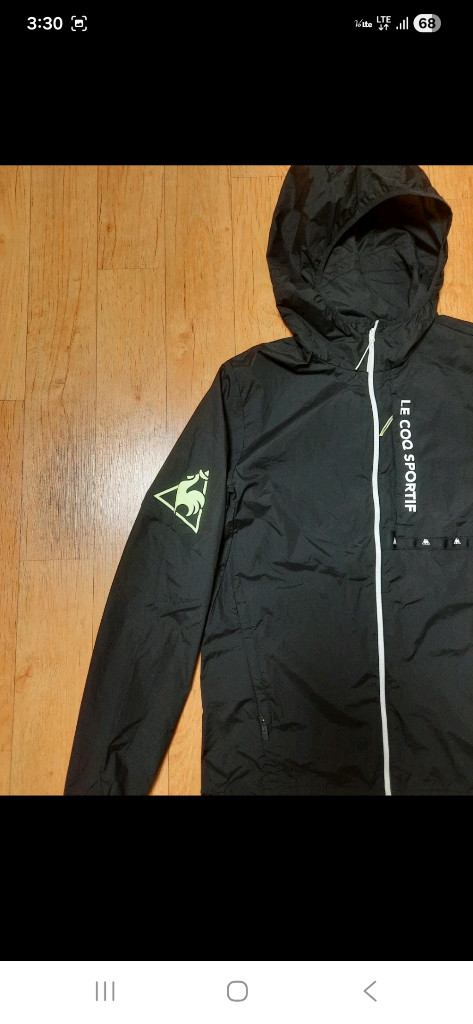 (정품새옷수준)르꼬끄 스포르티브 얇은 냉감용 바람막이 후드 블랙 자켓, 95--3