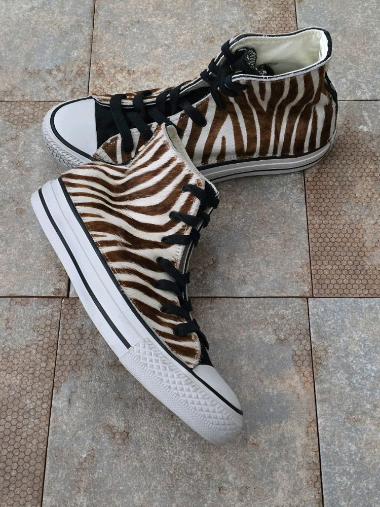 (235)컨버스 척테일러 올스타 지브라 송치 하이 스니커즈 운동화--6