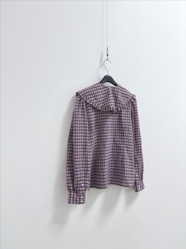 레니본 빅카라 진주버튼 포인트 블라우스--5