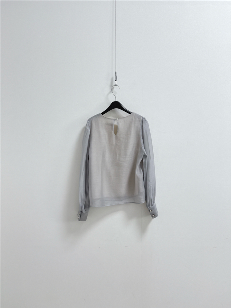 주르티 시스루 라운드 블라우스--7