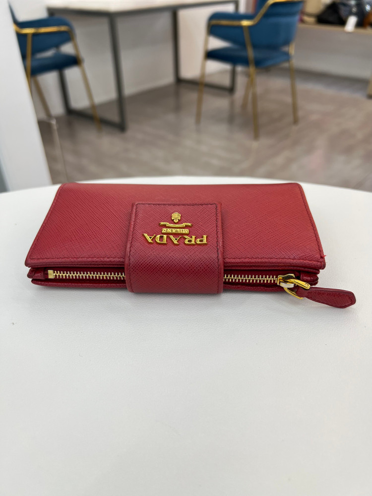 [중고명품 럭스올 울산점]프라다 사피아노 레더 플랩 중지갑 1ML005--4