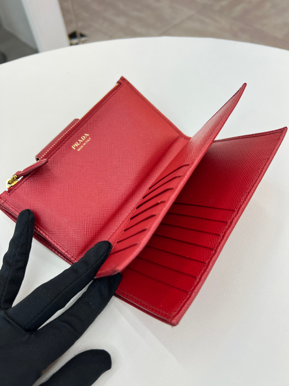 [중고명품 럭스올 울산점]프라다 사피아노 레더 플랩 중지갑 1ML005--7