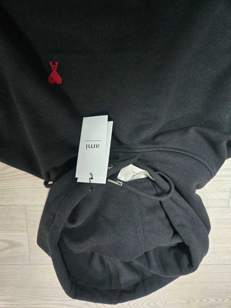 아미 스몰 하트 로고 블랙 후드티 XL 이미지